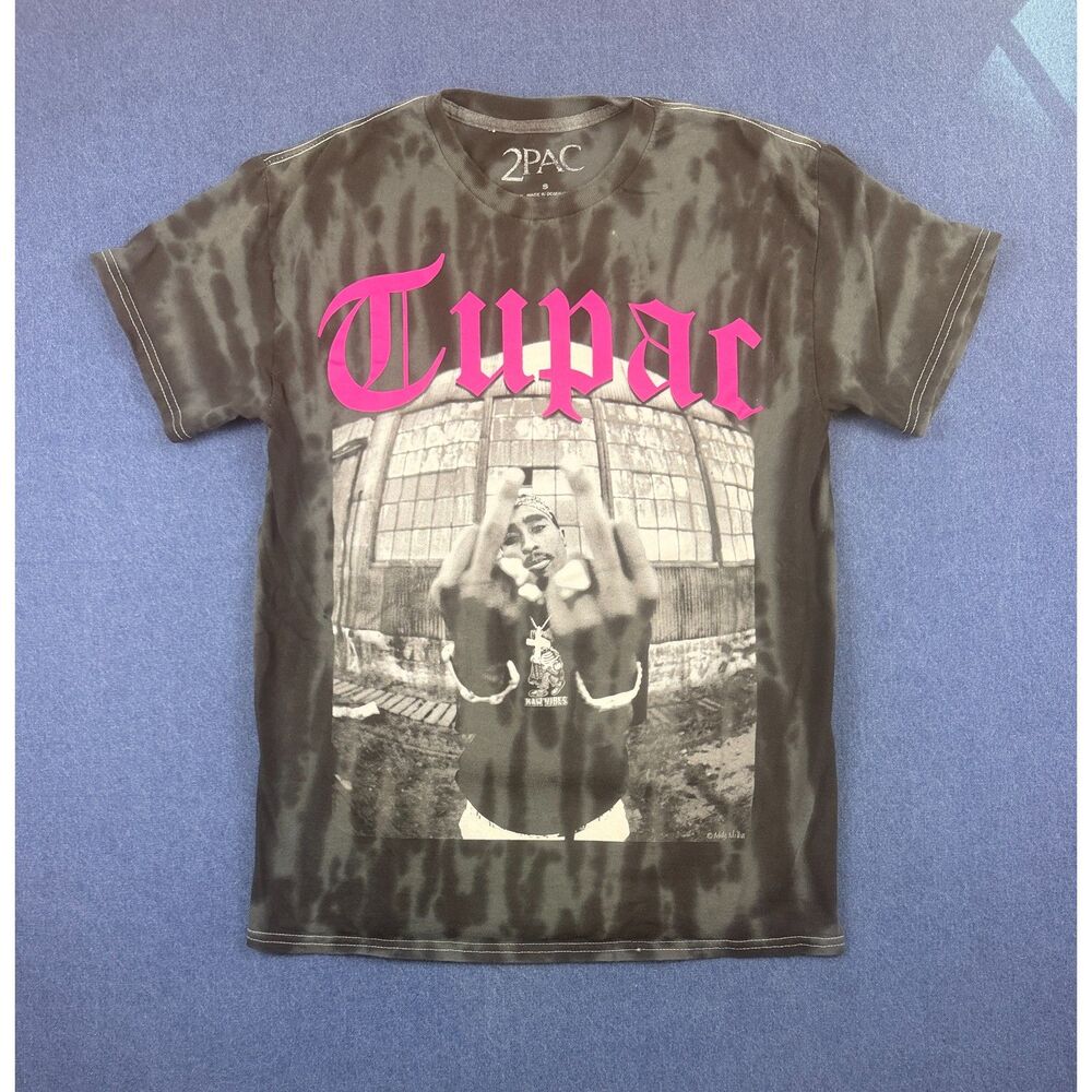 2Pac Tupac Shakur Men’s Small Black Tie Dye Graphic Rap Hip Hop T-Shirt